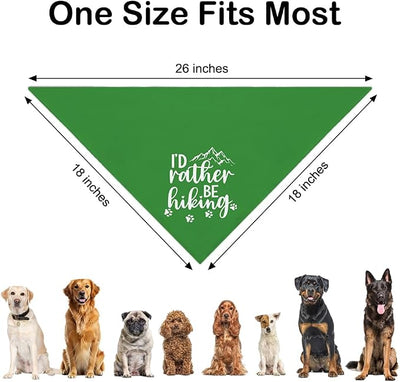 I'd Rather Be Hiking Green Dog Bandana, Pet Scarf Photo Prop for Hiking Outing Outdoor Adventure Camping Getaway Nature Walk, Christmas Birthday Gifts for Dog Lover Mom Hiking Enthusiast