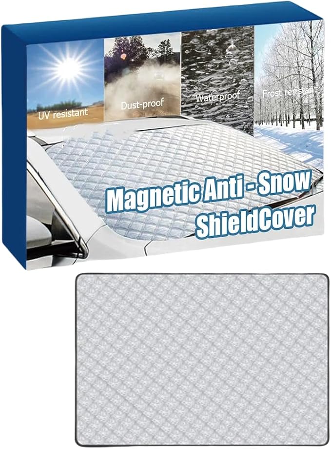 Magnetic Windshield Snow Cover, Ice and Frost Protection Shield with 5 Magnets, UV-Resistant, Waterproof