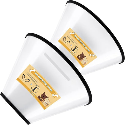 Soft Dog Cone Collar, 2 PCS (for Exact Size) Flexible Plastic Cone for Dogs After Surgery, Dog Recovery Collar, Adjustable E-Collar for Large/Medium/Small Dogs Cat, Comfy Elizabethan Collar (S)