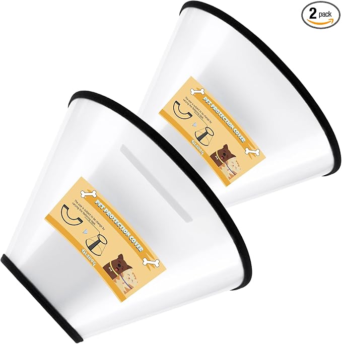 Soft Dog Cone Collar, 2 PCS (for Right Size) Flexible Plastic Cone for Dogs After Surgery, Dog Recovery Collar, Adjustable E-Collar for Large/Medium/Small Dogs Cat, Comfy Elizabethan Collar (M)