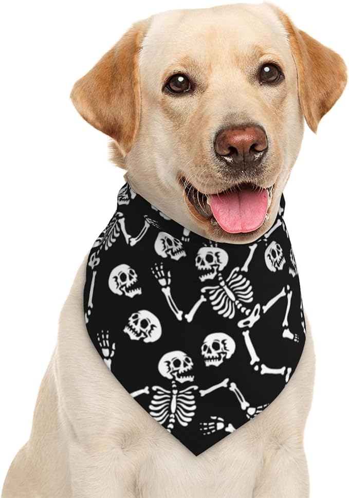 Skull Skeleton White Funny Dog Bandana Scarf Triangle Bibs Pet Accessories Cat Kerchief