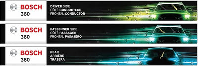 BOSCH B36020 360 Beam Wiper Blade Set - Front (2) + Rear (1) - 28"/28"/16" | Complete Vehicle Wiper Blade Replacement