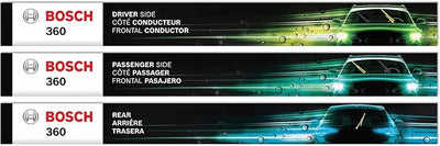 BOSCH B36012 360 Beam Wiper Blade Set - Front (2) + Rear (1) - 22"/21"/11" | Complete Vehicle Wiper Blade Replacement