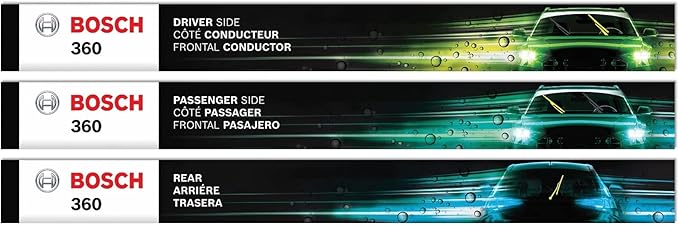 BOSCH B36004 360 Beam Wiper Blade Set - Front (2) + Rear (1) - 26"/16"/10" | Complete Vehicle Wiper Blade Replacement