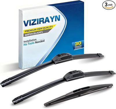 3 pcs 26" 22" 16" Front & Rear Windshield Wiper Blades VIZIRAYN Replacement for Honda Odyssey 2005-2022, (Pack of 3) OEM Quality, All-Season
