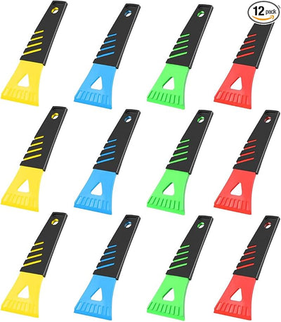 12PCS Snow and Ice Scraper for Car Windshield - Ice Snow Frost Removal Tool with Non-Slip Handle - Plastic Snow Scraper Auto Window Shovel Tool - Winter Windshield Defroster Tool No Scratch for Cars