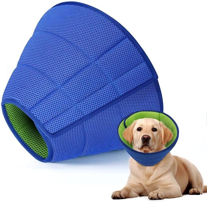 Soft Dog Cone Collar – Comfortable Cone for Dogs to Stop Licking After Surgery, Elizabethan Collar for Large Dogs, Adjustable Dog Donut Collar for Inflatable & Comfy Recovery (M)