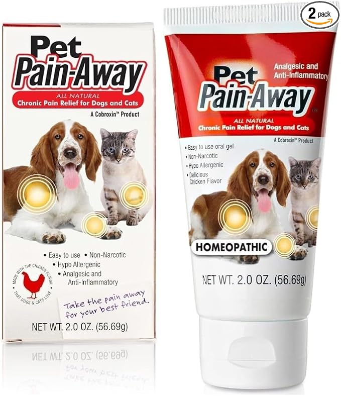 Pet Pain Away All Natural Dog Arthritis Pain Relief Gel, Cat Pain Relief, Dog Pain Relief Anti Inflammatory, Dog Joint Pain Relief, Homeopathic Pain Reliever for Large and Small Dogs and Cats (2-Pack)