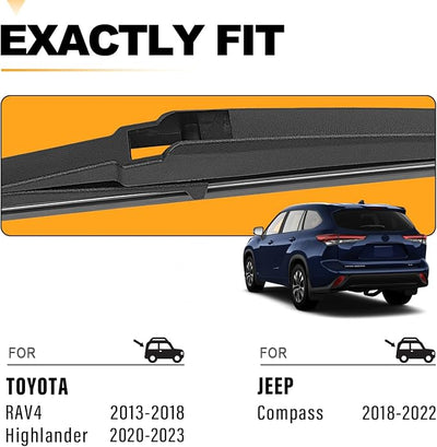AUTOBOO 10 Inch Rear Wiper Blade Replacement for TOYOTA RAV4 2018 2017 2016 2015 2014 2013 Highlander 2023 2022-2020 Jeep Compass 2025-2019 2018 -Genuine OE Back Windshield Wiper Blade (Pack of 1)