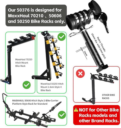 MaxxHaul 50376 Threaded Hitch Locking Pin for MaxxHaul Models 70210, 50250 & 50606 Bike Racks with Compatible Parts ONLY, M16 Threaded pin Works on The 2" receivers Less Than 3.3" Wide