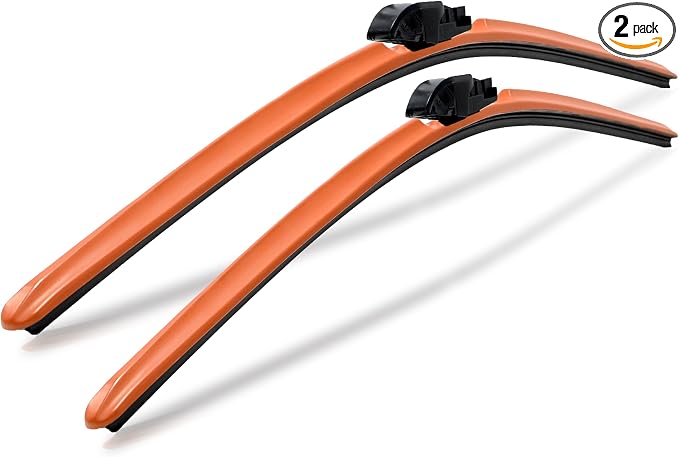 ClixWipers 20" + 16" (Set of 2) Orange All Weather Premium Automotive Replacement Windshield Wiper Blades, Passenger and Driver Side Winter Wiper Blades for Various Car Models