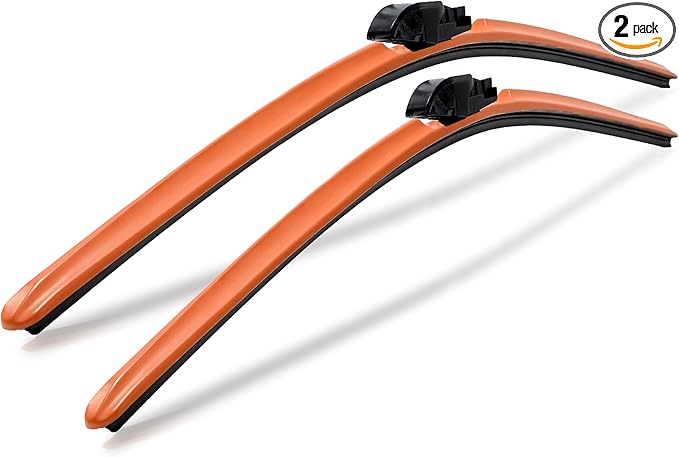 ClixWipers 24" + 14" (Set of 2) Orange All Weather Premium Automotive Replacement Windshield Wiper Blades, Passenger and Driver Side Winter Wiper Blades for Various Car Models