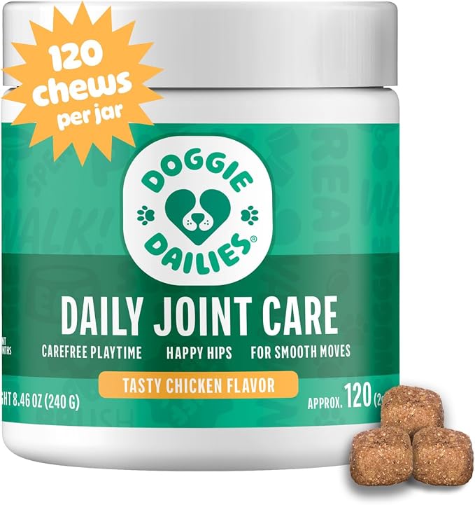 Hip and Joint Supplement for Dogs, Glucosamine Chondroitin, Premium Hip and Joint Chews for Dogs All Breeds & Sizes, Dog Vitamins and Supplements, (Chicken) 120 Chews
