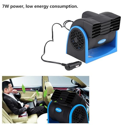 12V Car Auto Cooling Fan, 6.5 x 5.1inch Car Fans Car Vehicle Electric Cooling Fan 2 Speed Auto Mini Adjustable Speed Cooling Air Fan, Cable Length 5.2ft