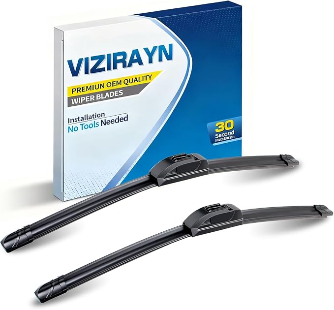 All-Season Windshield Wipers - 22"/22" Set, OEM Quality Blades with Universal Adapter for Easy Install, Delivers Quiet & Streak-Free Performance (Set of 2)