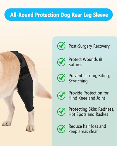 Dog Rear Leg Sleeve to Prevent Licking - Reusable Dog Surgery Recovery Suit with Adjustable Velcro, Breathable Comfortable Recovery Sleeve for Hot Spots & Wounds, Cone Alternative (L Size)