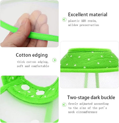 Pet Cone Recovery Dog Cone Adjustable Dog Collar Clear Padded Collar with Breathable Soft Edge, Plastic Puppy Cone Protect The Neck Surgery Recovery, Designed for Cats and Puppies (Medium, Green)