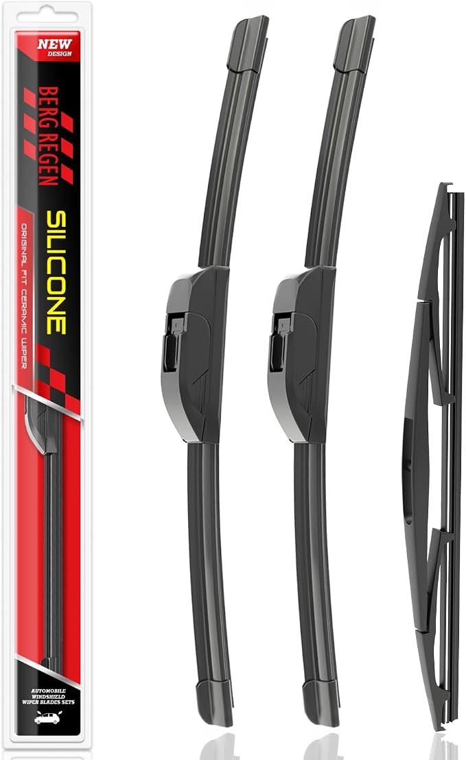 BERG REGEN Silicone Windshield Wiper Blades Replacement for Jeep wrangler 2023 2022 2021 2020 2019 2018 Windshield Wipers (Pack Of 3) OEM Automotive Replacement Windshield Wiper Blades -16"/16"/12"