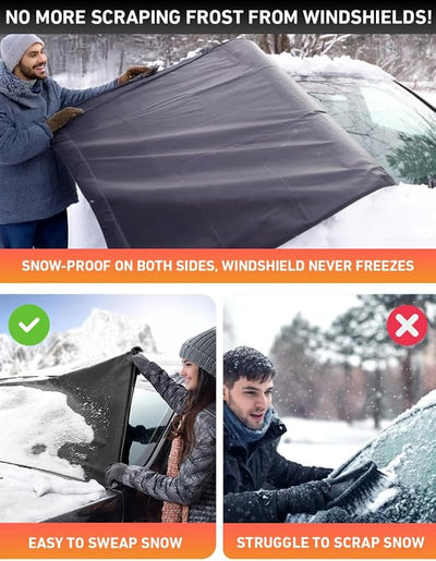 EcoNour Car Snow Cover Compatible for Jeep Compass | Windshield Cover for Ice and Snow with S-Hook Straps | Heavy-Duty 600D Oxford Winter Car Cover, Waterproof & Anti-Slip