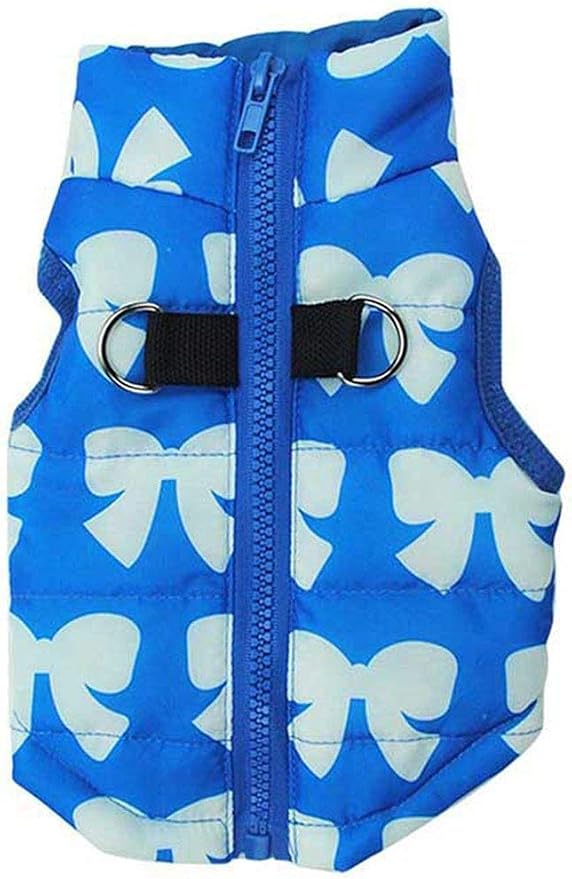 Winter Dog Vest - Waterproof & Windproof, Warm Coat for Small & Medium Dogs in Blue Butterfly