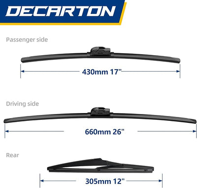 3-Piece Wiper Blades for Mazda CX-90 2024-2026 | Replacement for All-Season Front and Rear Original Equipment Windshield Wipers Set