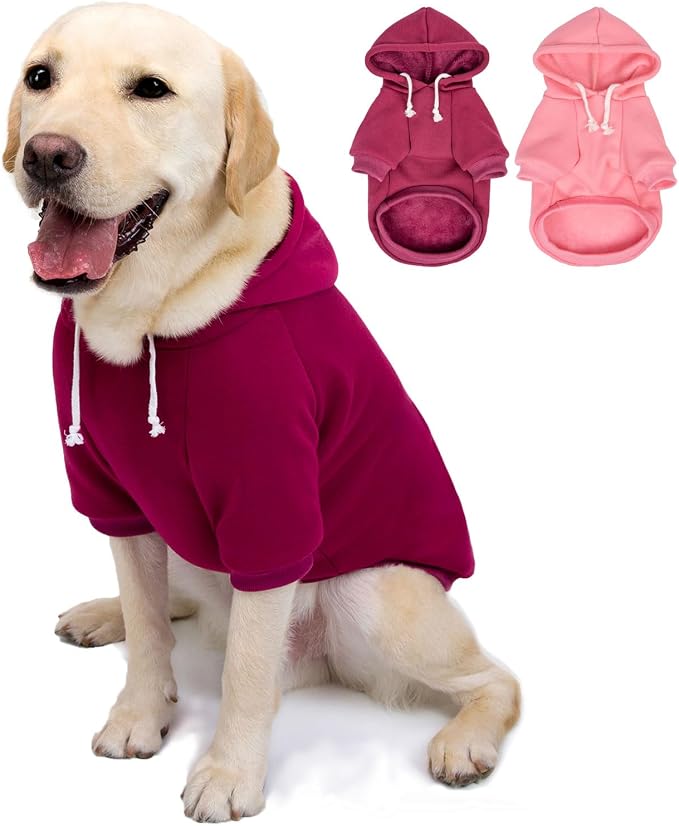 2-Pack Dog Hooded Sweaters & Jackets - Soft Dog Clothes Hoodie for Small/Medium/Large Dogs & Cats | All-Season Comfort & Fit, Stylish Pet Shirts Apparel & Accessories (Pink, Purple, XXX-Large)