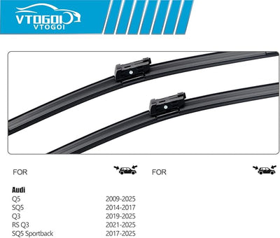 OEM Windshield Wiper Blades Replacement for Audi Q5 2009-2016 2017 2018 2019 2020 2021 2022 2023 2024 Q3 2019-2025, All Weather Original Factory Quality Front & Rear Wipers Set 24"+20"+13" (Pack of 3)