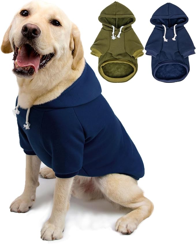 2-Pack Dog Hooded Sweaters & Jackets - Soft Dog Clothes Hoodie for Small/Medium/Large Dogs & Cats | All-Season Comfort & Fit, Stylish Pet Shirts Apparel & Accessories (Army Green, Navy, X-Large)