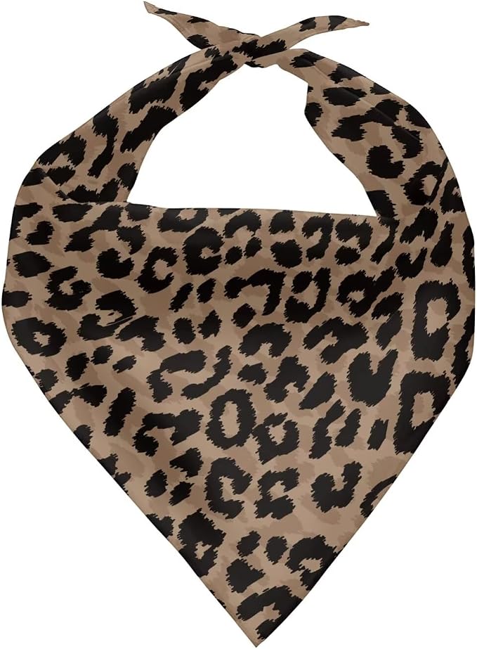Brown Leopard Dog Bandana Pet Scar Reversible Triangle Dog Bib Handkerchief Lightweight Puppy Accessories for Small Medium Large Dogs