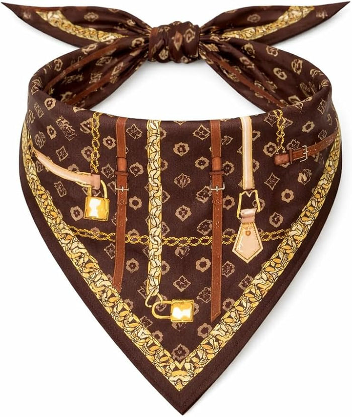Luxury Dog Bandana Scarf for Small & Medium Dogs – Designer-Inspired Pet Neck Scarf, Soft Fabric Stylish Dog Accessory, Fashionable Puppy Bandana for Everyday Wear & Gifting (Small, Chewy Pawtton)