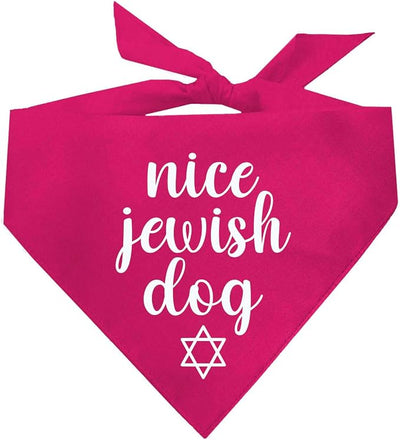 Nice Jewish Dog Bandana | 100% Cotton | Made in USA | Passover | Hanukkah | Yom Kippur | Rosh Hashanah | Jewish Celebration | Bar & Bat Mitzvah | Hot Pink, One Size (930)