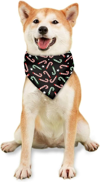 KEIAHUAN Christmas Dog Bandanas Red Green Candy Cane Dog Bib Adjustable Scarf Pet Bandana Classic Triangle Handkerchief Reversible Pet Costume Accessories 1PCS
