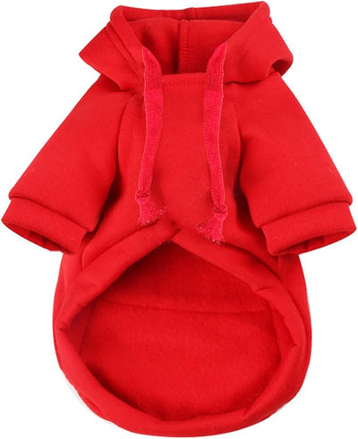 Jecikelon Dog Hoodies for Small Dogs with Zipper Pocket, Soft Fleece Puppy Clothes with Rope Hat, Warm Winter Outfits Cold Weather Coats, Cute Sweatshirt Chihuahua Costume (Red, X-Large)