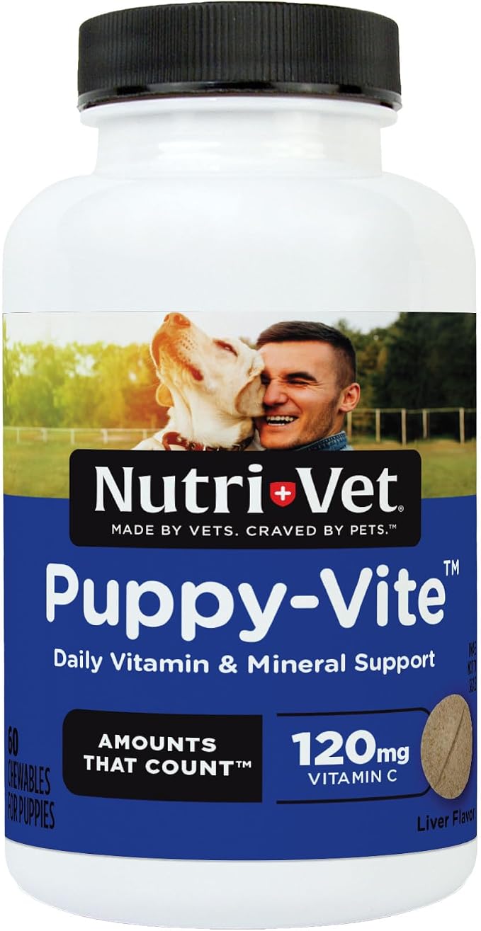 Puppy-Vite Chewables for Puppies, Dog Supplement, Daily Dog Vitamins & Minerals, Supports Balanced Diet, Pet Multivitamin, Supports Joint, Immune, and Overall Health in Canines, 60 Count