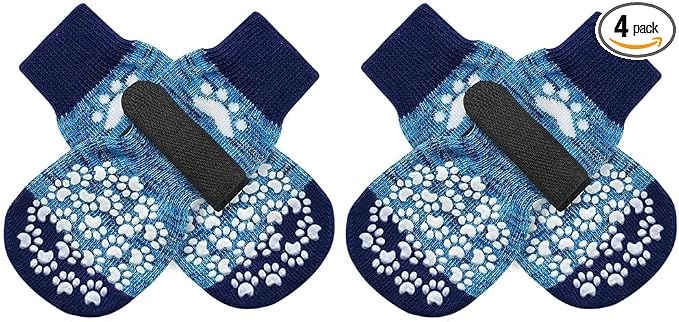 Anti Slip Dog Socks to Prevent Licking Paws, Dog Shoes for Hot Pavement, Dog Booties for Small Medium Large Senior Dogs, Traction Control Boots & Paw Protectors for Hardwood Floors