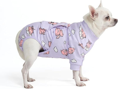 Spark Paws Dog Surgery Recovery Suit – Dog Recovery Suit After Surgery, Anti-Lick Dog Onesie, Abdominal Wound Protector, Soft Cone Alternative for Spay Neuter Male Female Pet Recovery - Pigs Fly - S