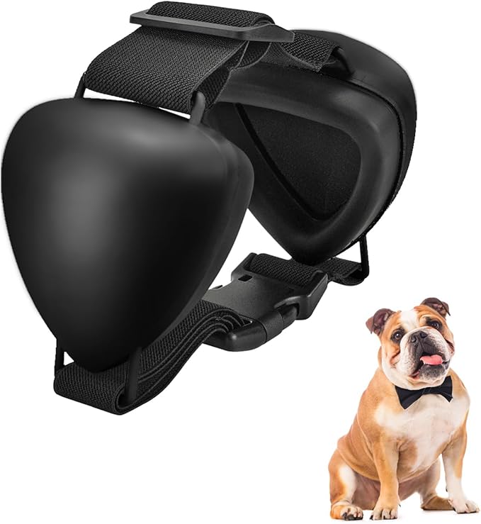 Dog Ear Muffs for Noise Protection, Comfort Dog Noise Cancelling Ear Muffs with Fast Snap Lock for Fireworks, Thunder, Vacuums(Black,M)