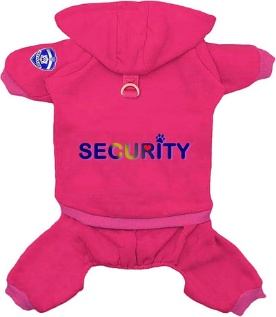 Izefia Dog Hoodie Security Clothes Tracksuit 4 Legs Jumpsuit Fleece Sweater Winter Sweat Shirt Warm Cotton Hoodies for Small Dog Medium Large Cat Magenta 4XL