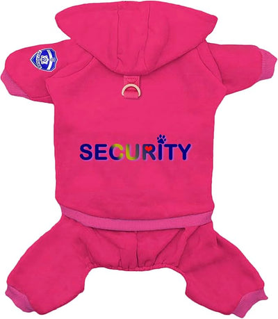 Izefia Dog Hoodie Security Clothes Tracksuit 4 Legs Jumpsuit Fleece Sweater Winter Sweat Shirt Warm Cotton Hoodies for Small Dog Medium Large Cat Magenta S