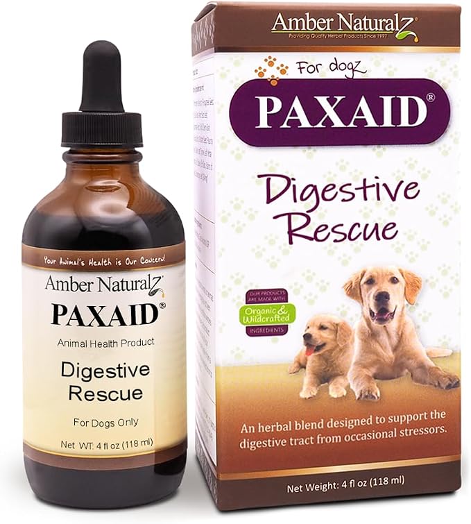 Paxaid Digestive Rescue Herbal Supplement for Dogs and Puppies | Canine Herbal Supplement for Occasional Digestive Upset Support | 4 Fluid Ounce Glass Bottle | Manufactured in The USA