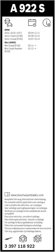 Bosch Automotive Bosch Aerotwin 3397118922 Original Equipment Replacement Wiper Blade - 20"/20" (Set of 2) Pinch Tab