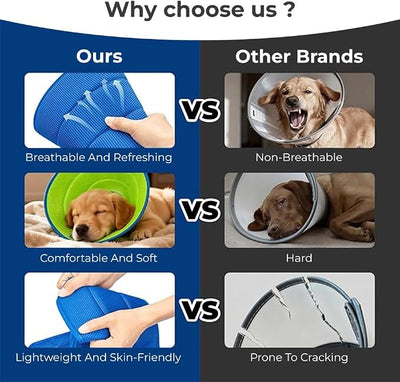 Soft Dog Cone Collar – Comfortable Cone for Dogs to Stop Licking After Surgery, Elizabethan Collar for Large Dogs, Adjustable Dog Donut Collar for Inflatable & Comfy Recovery (S)
