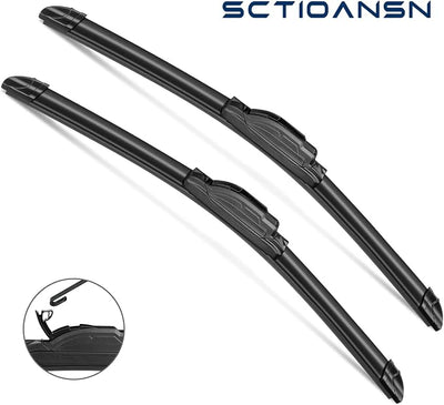 OEM Quality 24" + 21" Premium All-Seasons Auto Windshield Wiper Blades J-Hook(Set of 2)