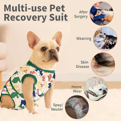 Recovery Suit for Female/Male Dog After Spay/Neuter Surgery,Bandana Set Included,E-Collar Cone Alternative Anti Licking, Large/Medium/Small Dogs Full Body Surgical Suits Onesies, Medical Pet Bodysuit