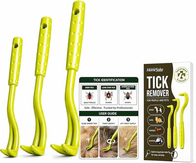 Homesake Tick Remover Tool for Dogs, Cats & Humans, 7 Packs Removal Kit + Identification Card & Keychain Hole, Safely Removes Entire Tick Head & Body, Easy Portable Tool for Pets & First Aid Kits