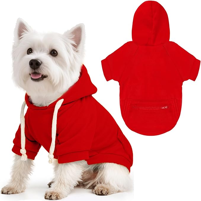 Basic Dog Hoodie Sweaters for Small Medium Large Dogs Cats Puppy Clothes Soft Warm Fleece Dog Hoodies Sweatshirt with Small Pockets Fall Winter Chihuahua Dachshund Golden Retriever Outfits