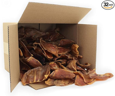 Best Pet Supplies GigaBite Whole Pig Ears for Dogs, 32 Pack - All-Natural Slow-Roasted Chews that Clean Teeth and Satisfy Aggressive Chewers
