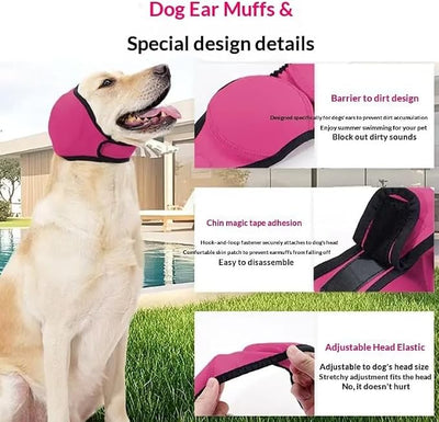 Zenpup Noise Cancelling Ear Wrap, Dog Ear Muffs Noise Protection Firework Thunder Vacuum, Elastic Dog Ear Wrap with Sound-Blocking Rubber Pads, No Shake, Adjustable (Beige, Medium)