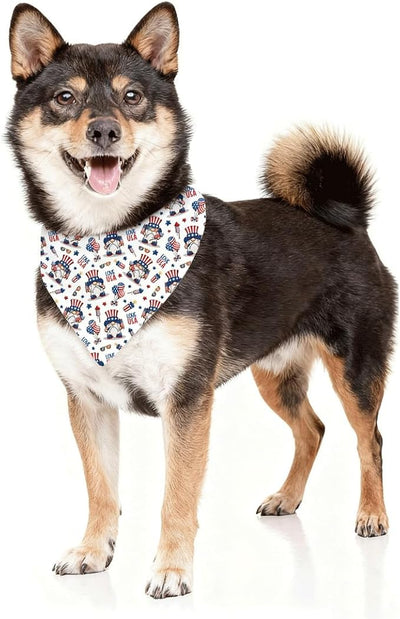 4th of July Dog Bandana, Patriotic Uncle Sam Hat Pet Triangle Scarf for Independence Day Party Outfit, American Flag Star Neckerchief for Small Medium Dogs, Independence Day Puppy Gift