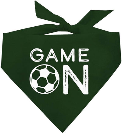 Game On Soccer Dog Bandana | 100% Cotton Adjustable Triangle | Made in USA | Soccer| Sports | Biggest Fan | Game Day | Dark Green, One Size (1073)